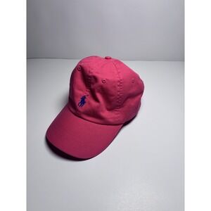 Polo Ralph Lauren Embroidered Blue Pony Strapback Hat Cotton Dad Cap Salmon